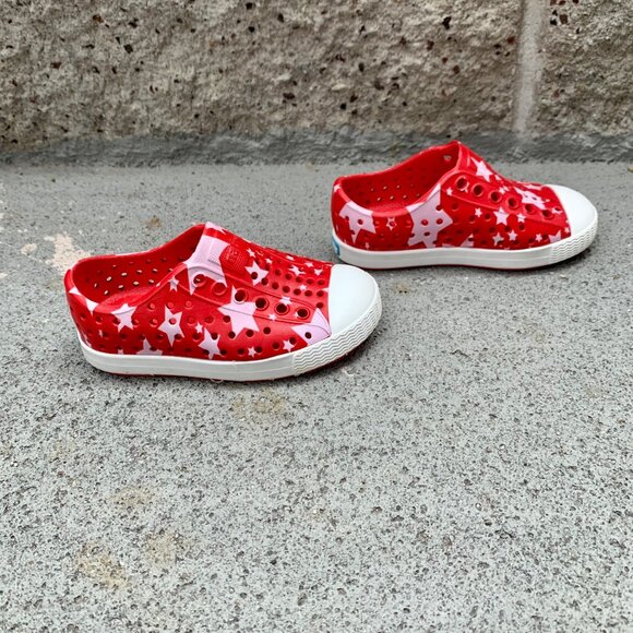 NATIVE Jefferson Stars Shoes Kids C5 5 Toddler Natives Shoe July 4th Red EUC - Picture 6 of 9